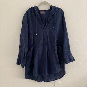 Blue Oversized Tunic Long Sleeve Top